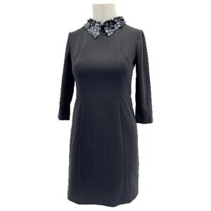 Sandro black long sleeve dress with detachable sequin collar size 1
